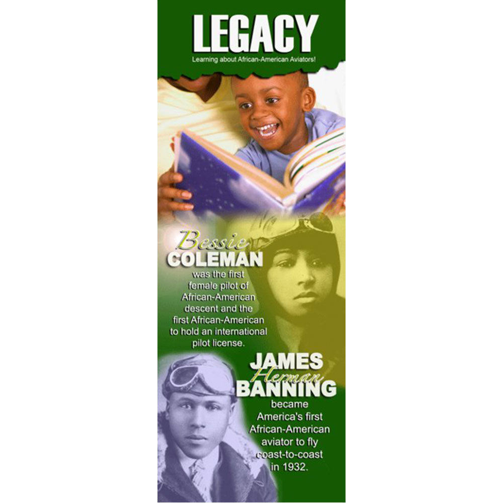 A bookmark, ideal for Black History Month featuring African American aviators, created by African-Canadian artist Robert Small.